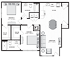 1116 square foot 2 bedroom floor plan